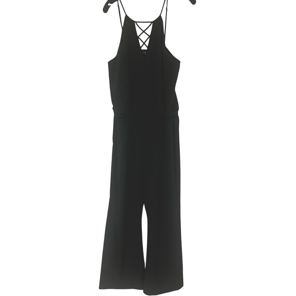 Single Los Angeles Jumpsuit Womens Medium Black Lattice Strappy Elastic Waist